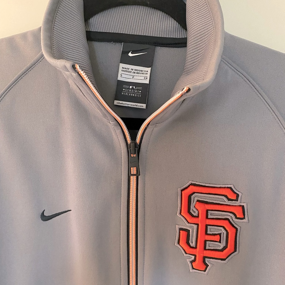 Nike Grey San Francisco Giants Zip Up Athletic Cardigan Sweater - Size Small - Picture 2 of 6